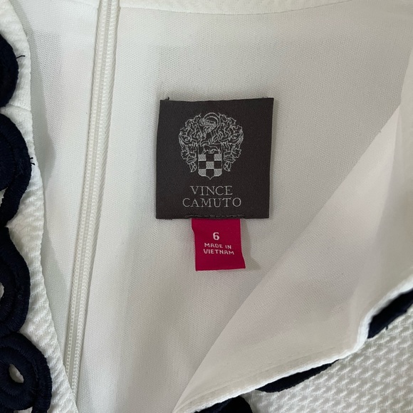 New with tags! Vince Camino dress in ivory with dark navy blue detail. - Picture 3 of 5